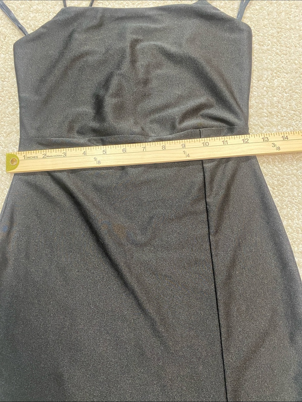 Elegant Black Strapless Bodycon Dress with Side Slit Size S - Picture 13 of 14
